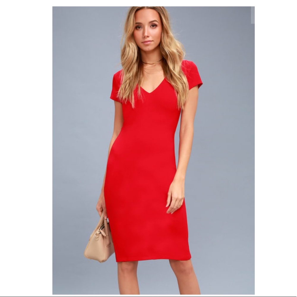 LULUS Red Bodycon Midi Dress